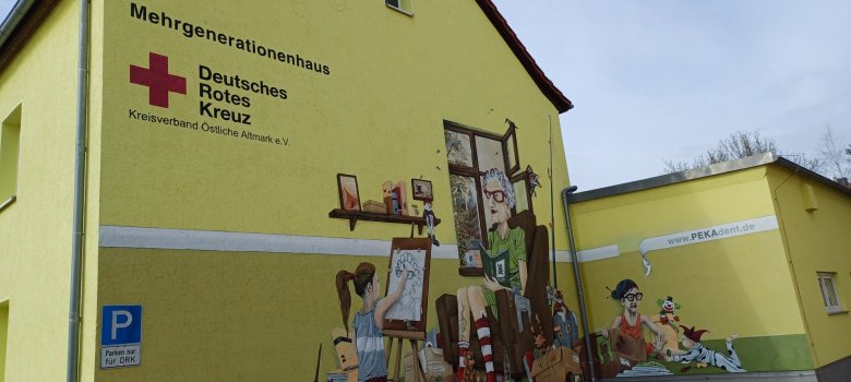 Seehausen youth club in the multi-generation house Gable view of the multi-generation house