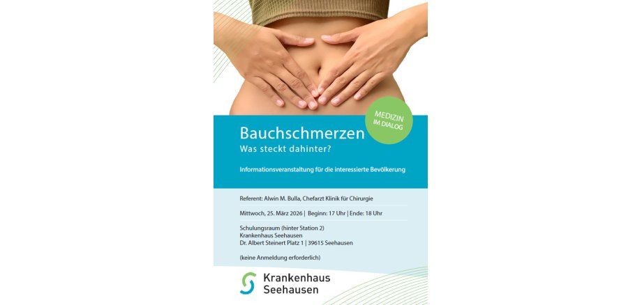 Poster about specialist lecture on the subject of abdominal pain