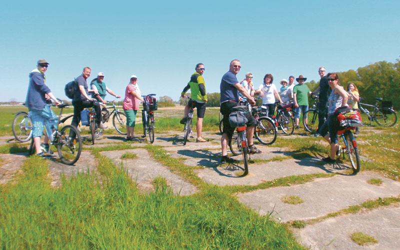 Radfahrer auf dem Elbdeich