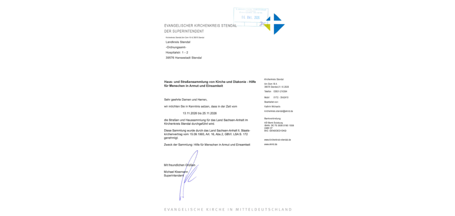 Informationsschreiben Kreiskirchenamt Stendal