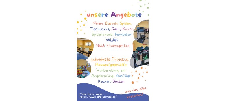 Plakat über Angebot im Jugenclub Plakat über Angebot im Jugenclub