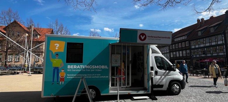 Beratungsmobil der Verbraucherzentrale Beratungsmobil der Verbraucherzentrale auf Marktplatz