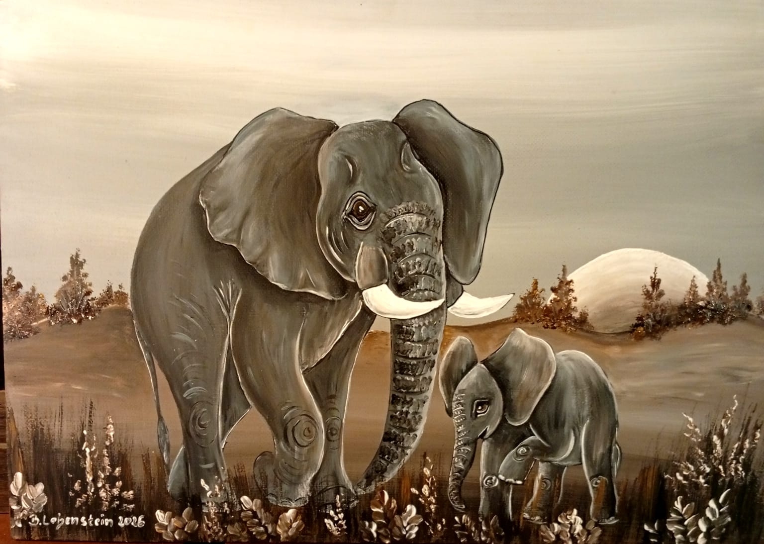 Gemälde Elefanten 