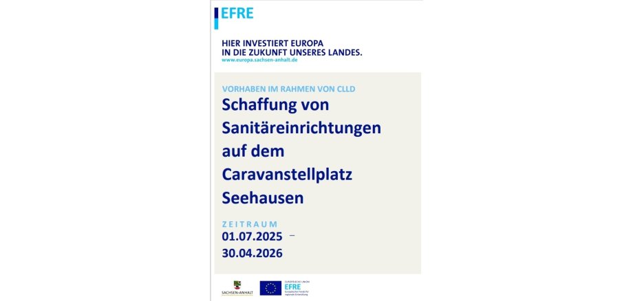 Plakat Schaffung von Sanitäreinrichtungen auf dem Caravanstellplatz in Seehausen (Altmark)